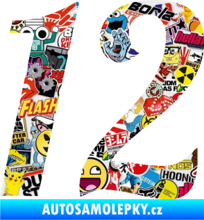 Samolepka Startovní číslo 12 typ 3    Sticker bomb
