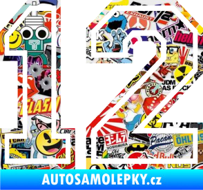 Samolepka Startovní číslo 12 typ 4 Sticker bomb