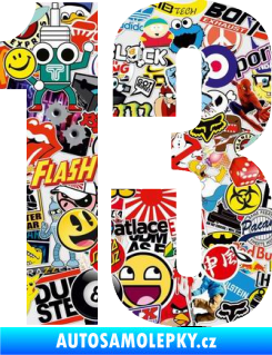 Samolepka Startovní číslo 13 typ 2    Sticker bomb