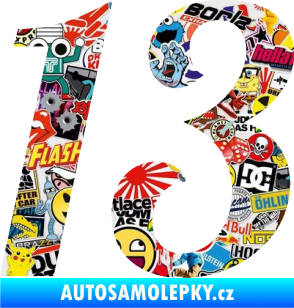 Samolepka Startovní číslo 13 typ 3     Sticker bomb