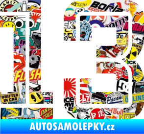 Samolepka Startovní číslo 13 typ 7 Sticker bomb