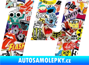 Samolepka Startovní číslo 14 typ 6 Sticker bomb