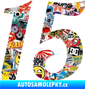 Samolepka Startovní číslo 15 typ 3      Sticker bomb
