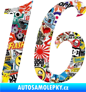 Samolepka Startovní číslo 16 typ 3       Sticker bomb