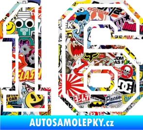 Samolepka Startovní číslo 16 typ 4 Sticker bomb