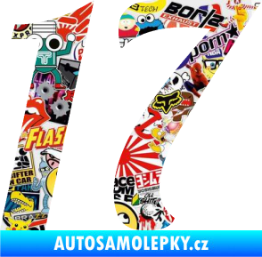 Samolepka Startovní číslo 17 typ 3        Sticker bomb