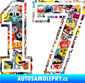 Samolepka Startovní číslo 17 typ 4 Sticker bomb