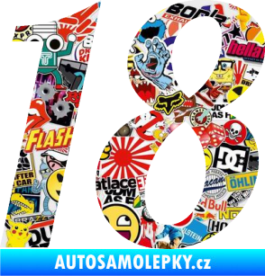 Samolepka Startovní číslo 18 typ 3         Sticker bomb
