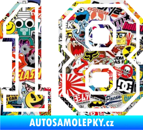 Samolepka Startovní číslo 18 typ 4 Sticker bomb
