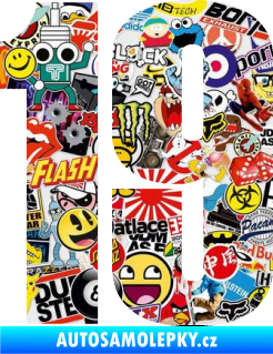 Samolepka Startovní číslo 19 typ 2      Sticker bomb
