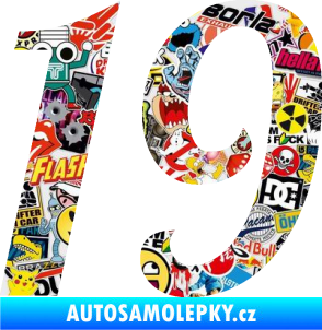 Samolepka Startovní číslo 19 typ 3          Sticker bomb