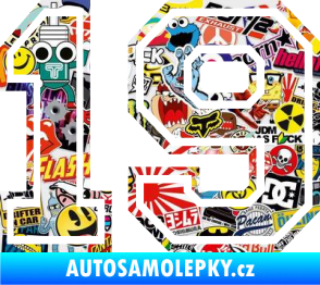 Samolepka Startovní číslo 19 typ 4 Sticker bomb