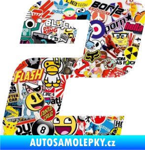 Samolepka Startovní číslo 2 typ 6 Sticker bomb