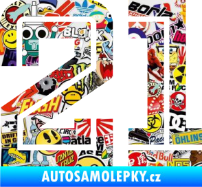 Samolepka Startovní číslo 21 typ 7 Sticker bomb