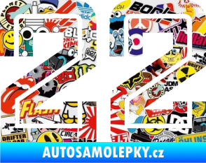 Samolepka Startovní číslo 22 typ 7 Sticker bomb