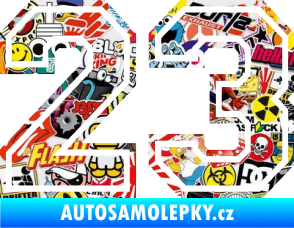 Samolepka Startovní číslo 23 typ 4 Sticker bomb
