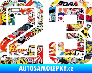 Samolepka Startovní číslo 23 typ 7 Sticker bomb