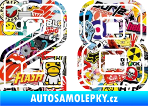 Samolepka Startovní číslo 28 typ 5 Sticker bomb