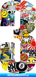 Samolepka Startovní číslo 3 typ 2  Sticker bomb