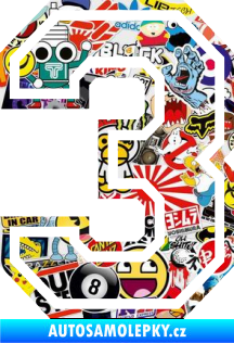 Samolepka Startovní číslo 3 typ 4 Sticker bomb