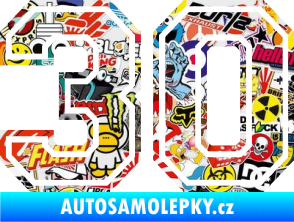Samolepka Startovní číslo 30 typ 4 Sticker bomb