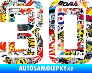 Samolepka Startovní číslo 30 typ 7 Sticker bomb
