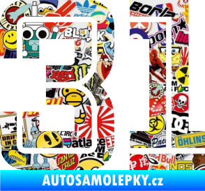 Samolepka Startovní číslo 31 typ 7 Sticker bomb