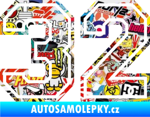 Samolepka Startovní číslo 32 typ 4 Sticker bomb