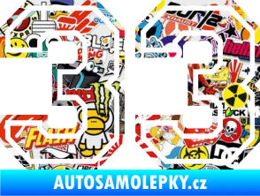 Samolepka Startovní číslo 33 typ 4 Sticker bomb