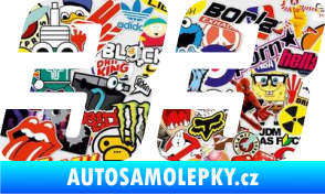 Samolepka Startovní číslo 33 typ 6 Sticker bomb