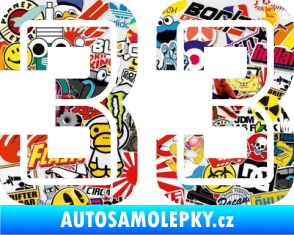 Samolepka Startovní číslo 33 typ 7 Sticker bomb