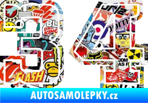 Samolepka Startovní číslo 34 typ 5 Sticker bomb