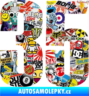 Samolepka Startovní číslo 35 typ 2  Sticker bomb