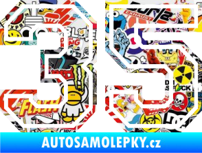 Samolepka Startovní číslo 35 typ 4 Sticker bomb
