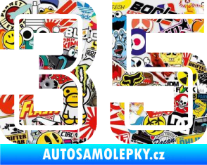 Samolepka Startovní číslo 35 typ 7 Sticker bomb