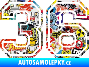Samolepka Startovní číslo 36 typ 4 Sticker bomb