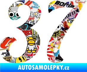 Samolepka Startovní číslo 37 typ 3  Sticker bomb
