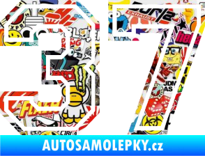 Samolepka Startovní číslo 37 typ 4  Sticker bomb