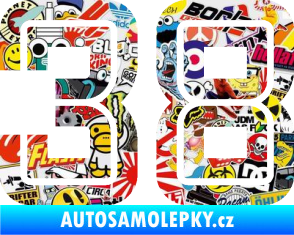 Samolepka Startovní číslo 38 typ 7 Sticker bomb