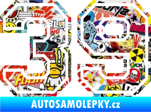 Samolepka Startovní číslo 39 typ 4 Sticker bomb