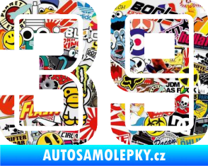 Samolepka Startovní číslo 39 typ 7 Sticker bomb