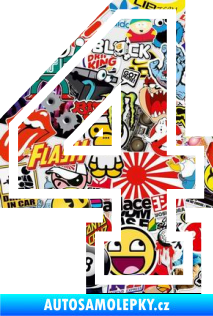 Samolepka Startovní číslo 4 typ 4 Sticker bomb