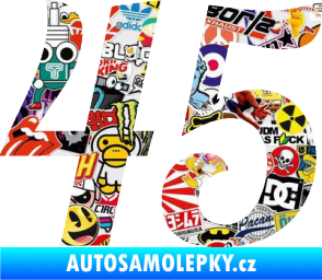 Samolepka Startovní číslo 45 typ 3 Sticker bomb