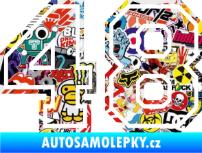 Samolepka Startovní číslo 48 typ 4 Sticker bomb