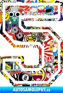 Samolepka Startovní číslo 5 typ 4 Sticker bomb