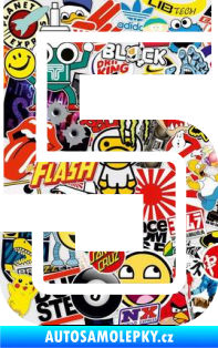Samolepka Startovní číslo 5 typ 7 Sticker bomb