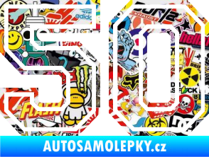 Samolepka Startovní číslo 50 typ 4 Sticker bomb