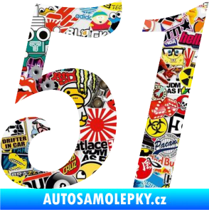 Samolepka Startovní číslo 51 typ 3 Sticker bomb