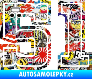 Samolepka Startovní číslo 51 typ 5 Sticker bomb