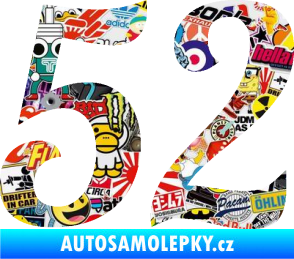 Samolepka Startovní číslo 52 typ 3 Sticker bomb